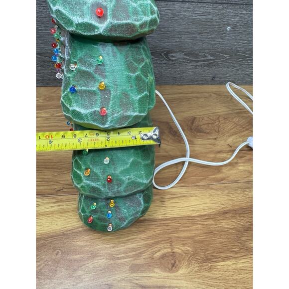 Rare Ceramic Christmas Tree 17.5” Cabin Scene Snowman Lighted 147 Lights Lamp - Picture 13 of 15